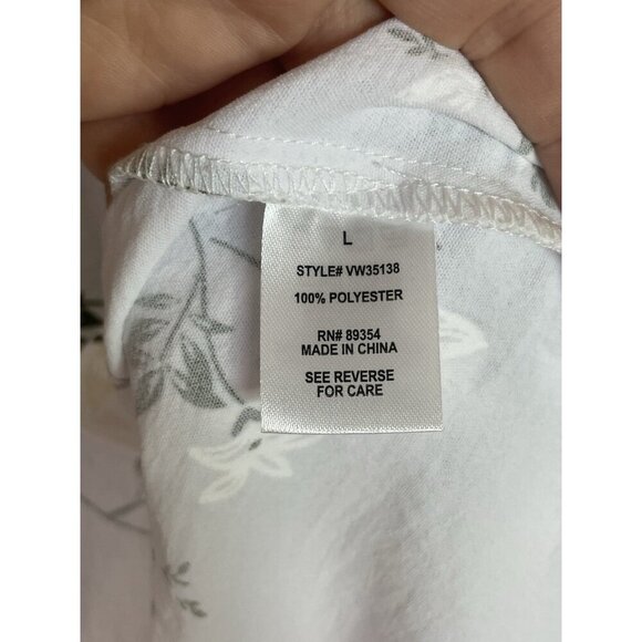 Adrienne Vittadini Women's Blouse Floral White Large Career Casual Party Cottage - Picture 5 of 6